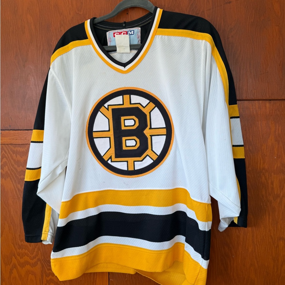 vintage 1990s CCM Boston Bruins white NHL hockey jersey